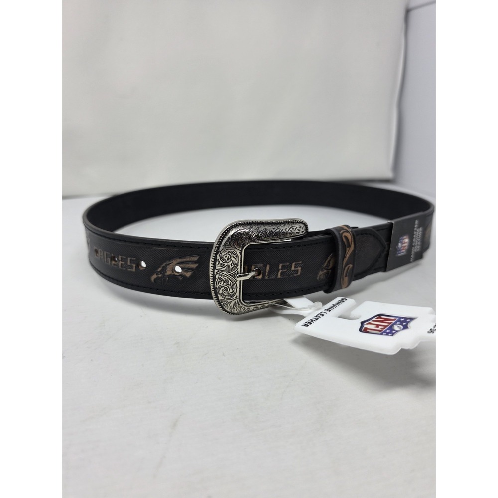 Philadelphia eagles NFL genuine leather western belt buckle belt Sz 34-36